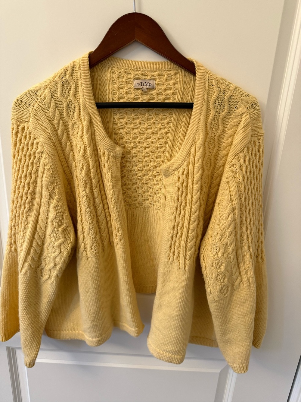By Timo Cable Knit Fisherman Preppy Wool Blend Cardigan Size XL